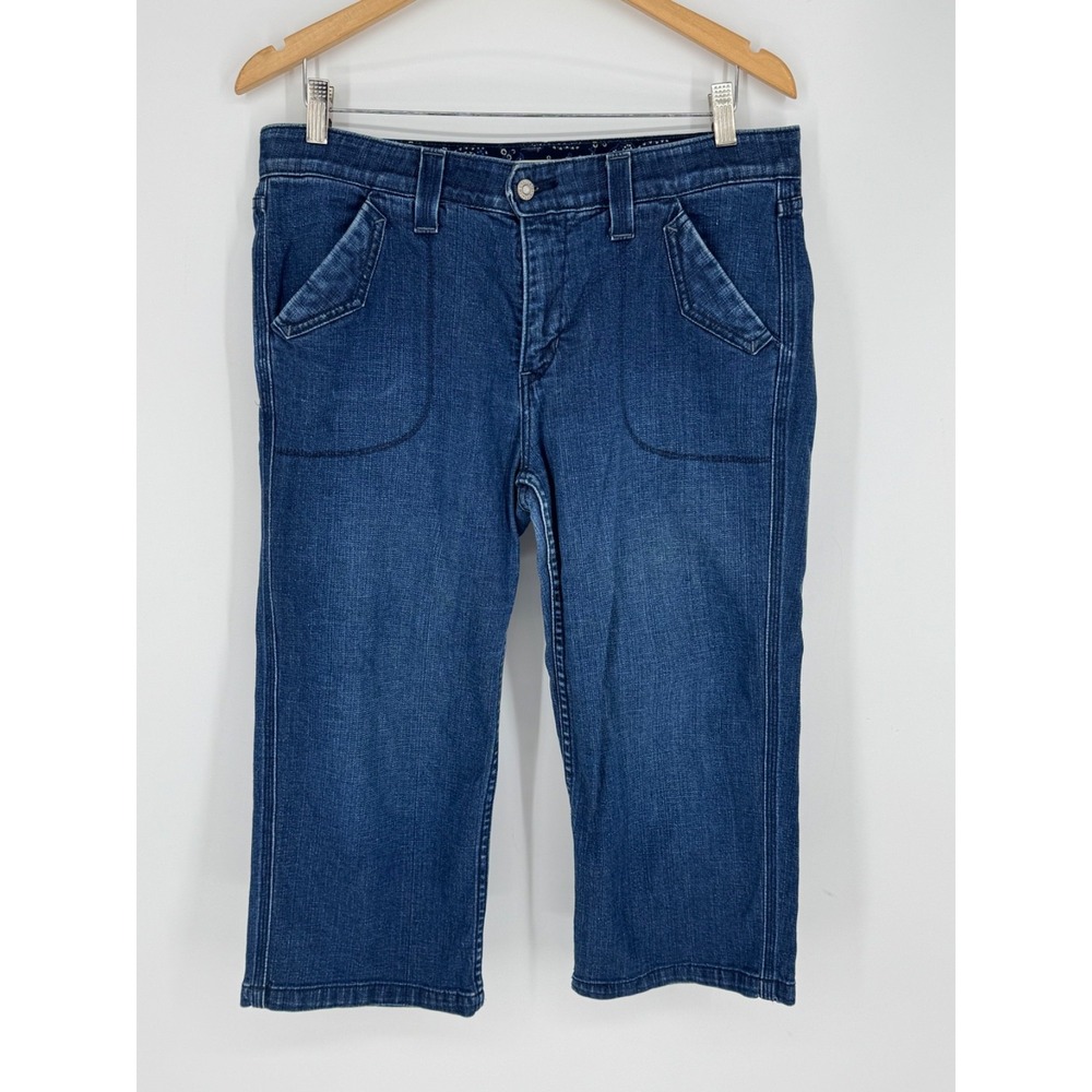 Levis Women's Mid-Rise Capri Cropped Pants Blue Jeans Stretch Size 14 Pockets B4